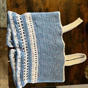Blue and White Crochet Crop Top